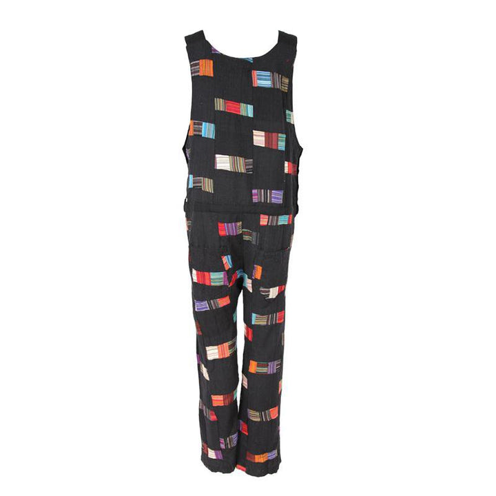 Black Patchwork Dungarees