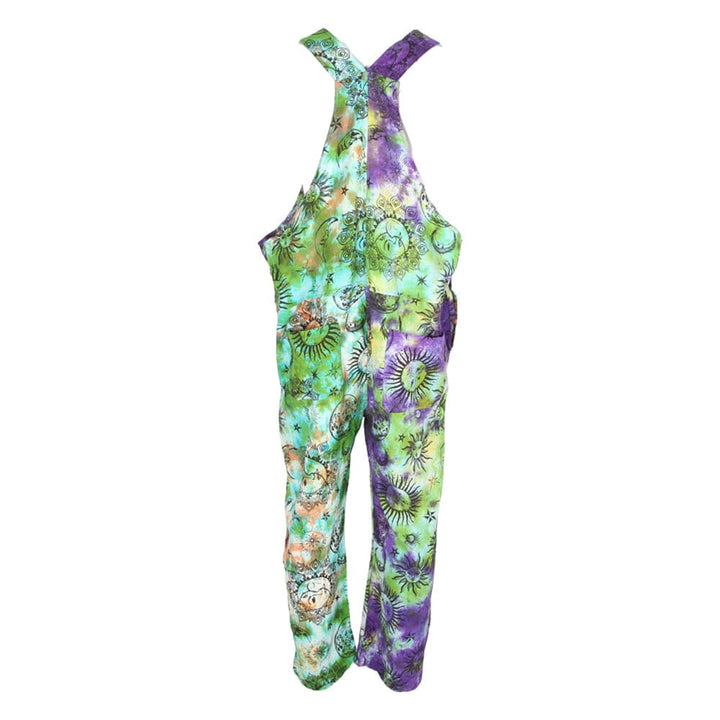 Sun & Moon Print Tie Dye Dungarees