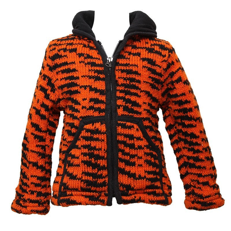 Kid's Tiger Chunky Knit Hooded Jacket