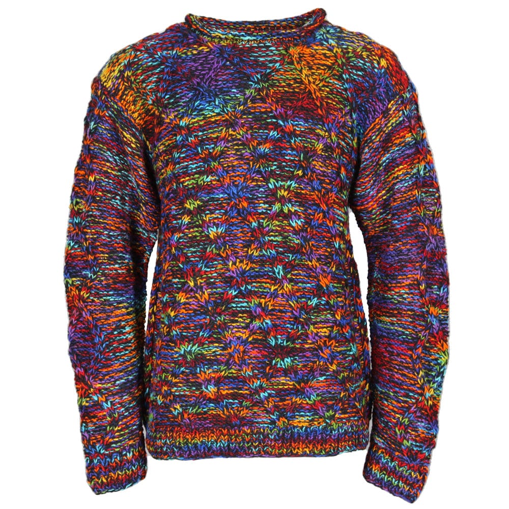 Men's Dark Knit Rainbow Wool Pullover