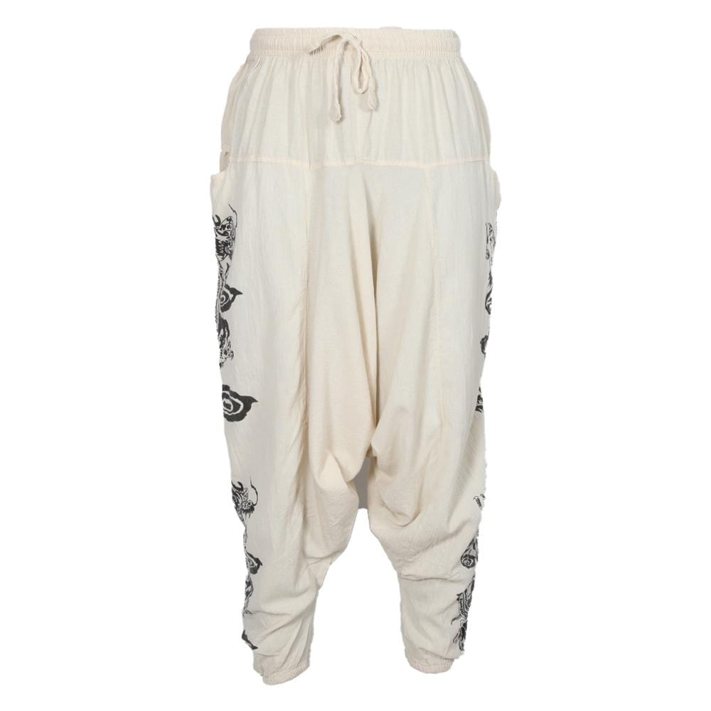 Dragon Screen Print Harem Pants