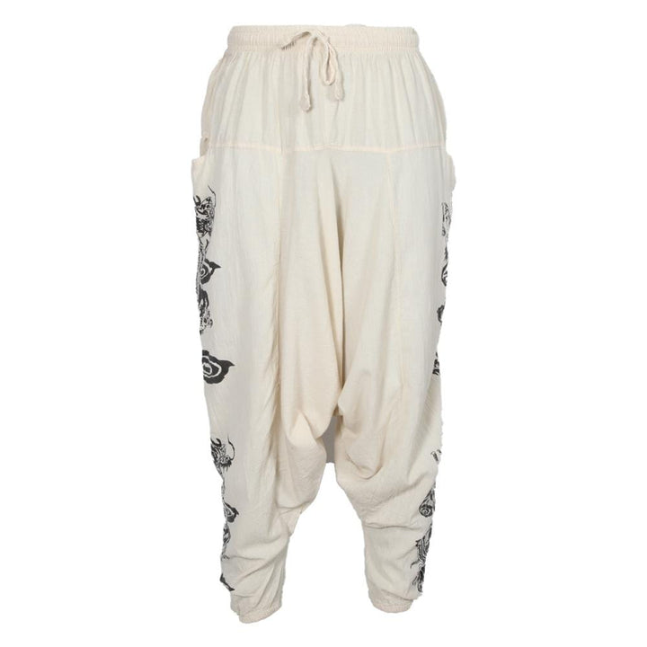 Dragon Screen Print Harem Pants