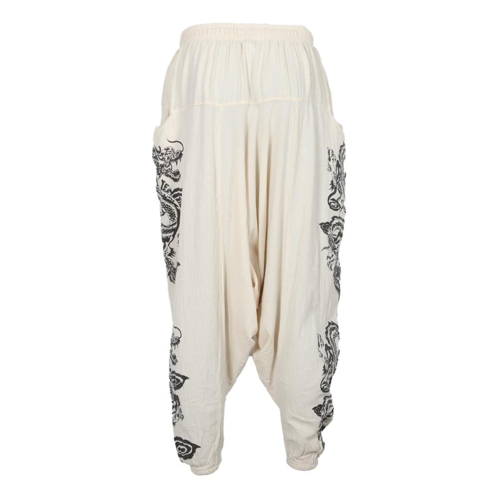 Dragon Screen Print Harem Pants