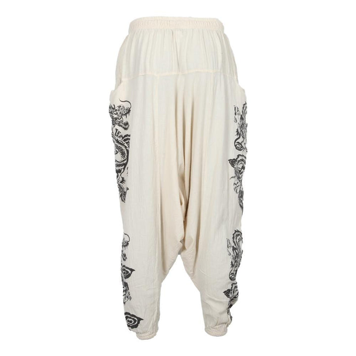 Dragon Screen Print Harem Pants