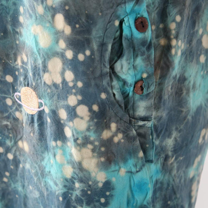 Embroidered Celestial Tie Dye Dungarees