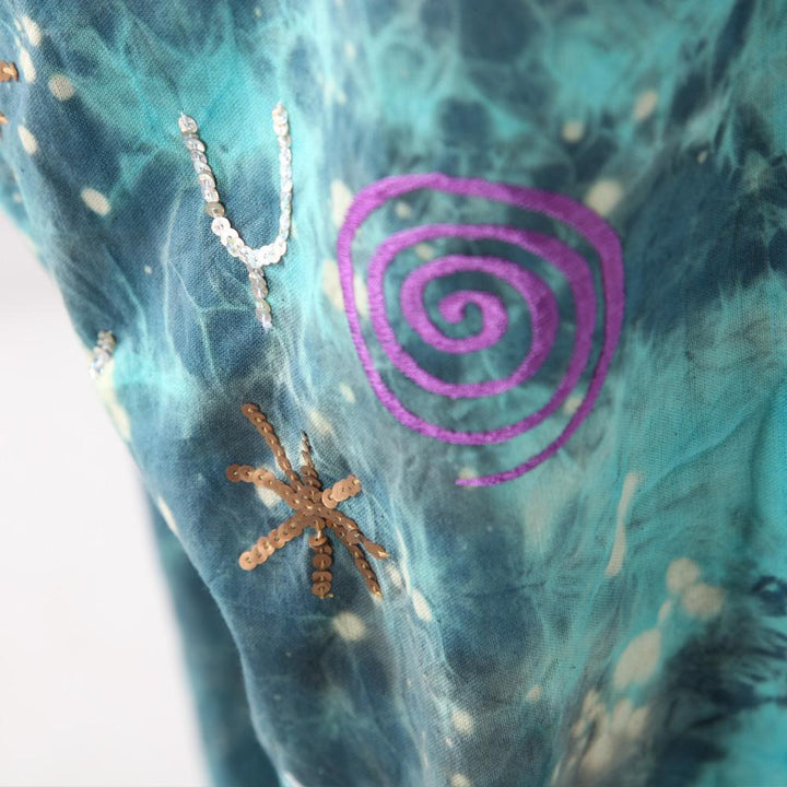 Embroidered Celestial Tie Dye Dungarees