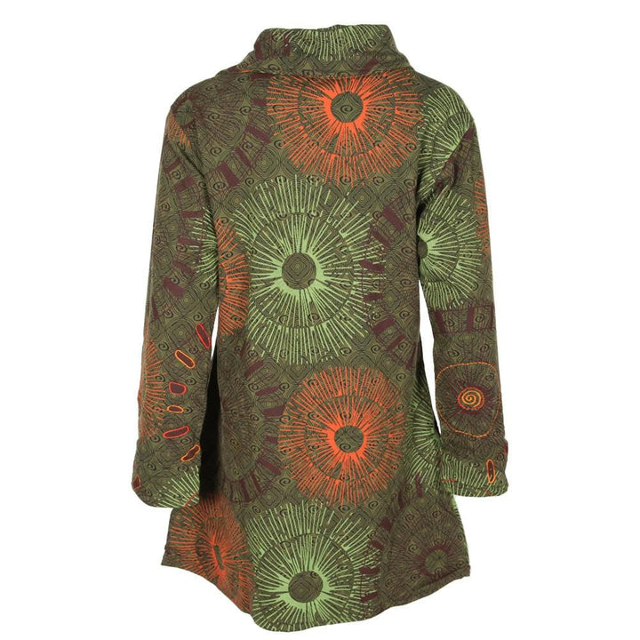 Asymmetric Zip Embroidered Swing Coat