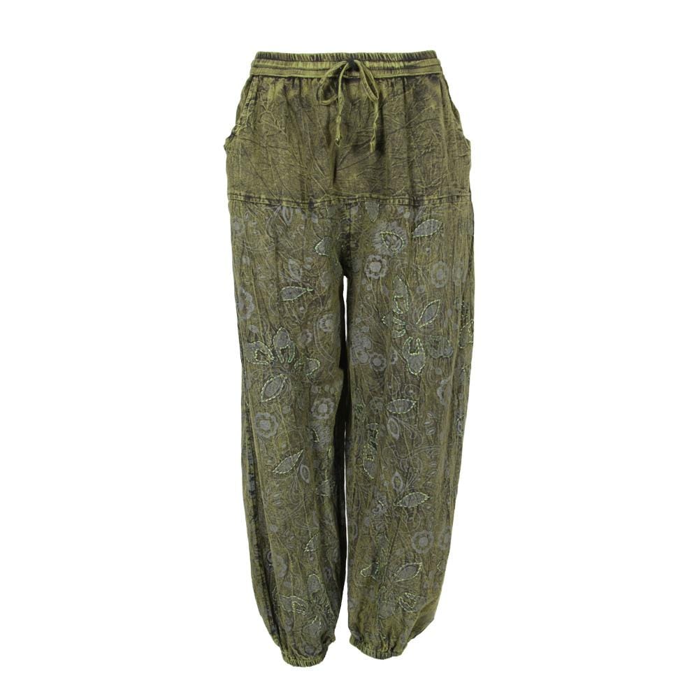 Embroidered & Screen Print Harem Pants