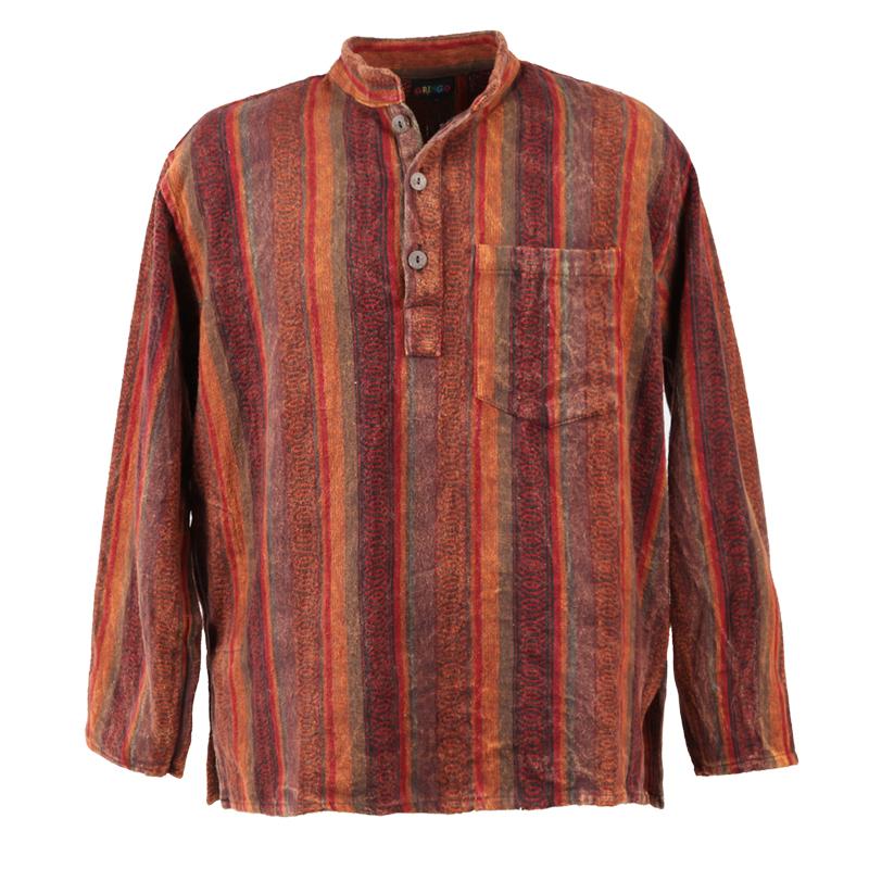 Nepalese Flannel Collarless Shirt