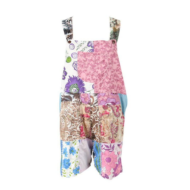 Patchwork Dungaree Shorts