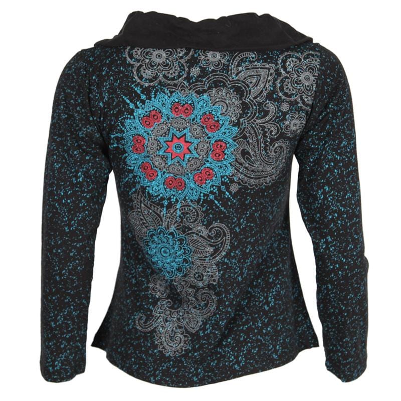 Embroidered Cowl Neck Top