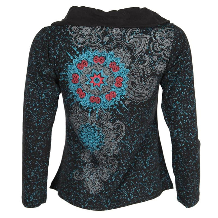 Embroidered Cowl Neck Top