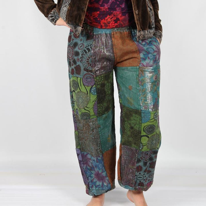 Petrol Patchwork Harem Trousers