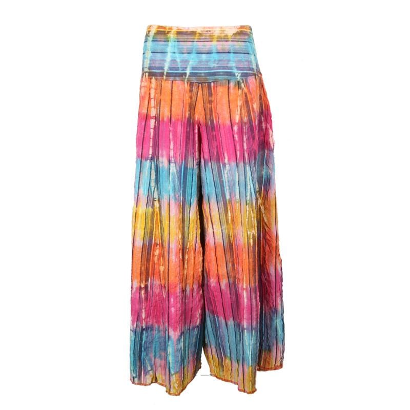 Wide Leg Tie Dye Seersucker Trousers