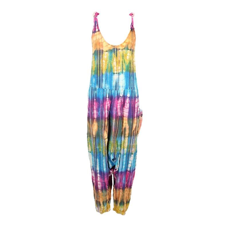 Tie Dye Seersucker Harem Dungarees
