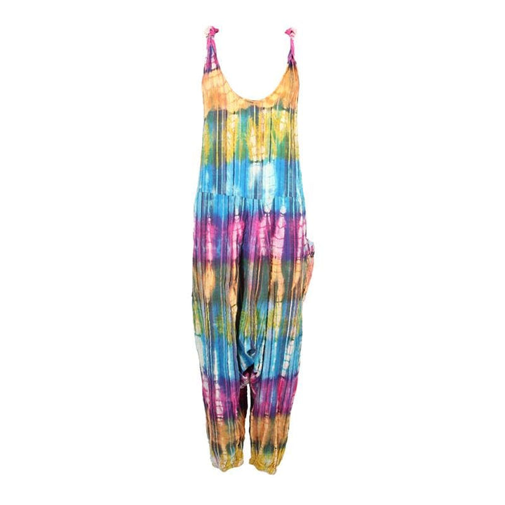 Tie Dye Seersucker Harem Dungarees