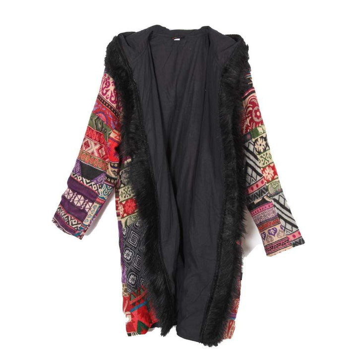 Open Front Patchwork Coat.