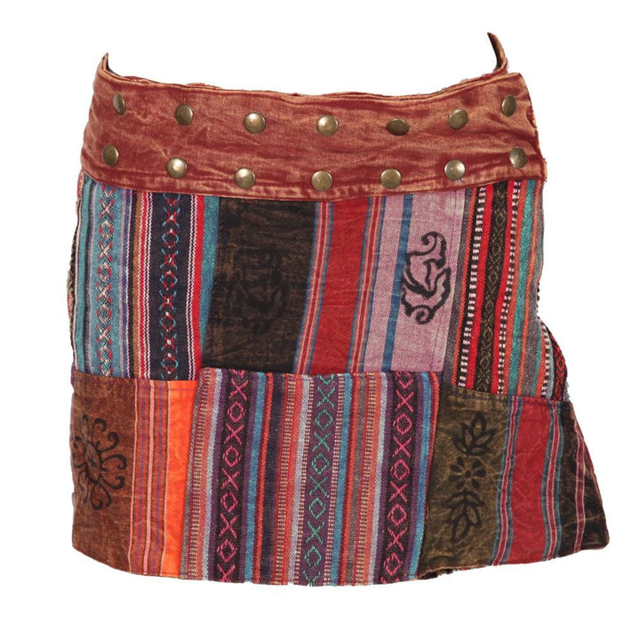 Cotton Patchwork Popper Skirt