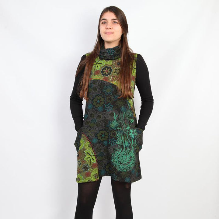 Sleeveless Funnel Neck Dress