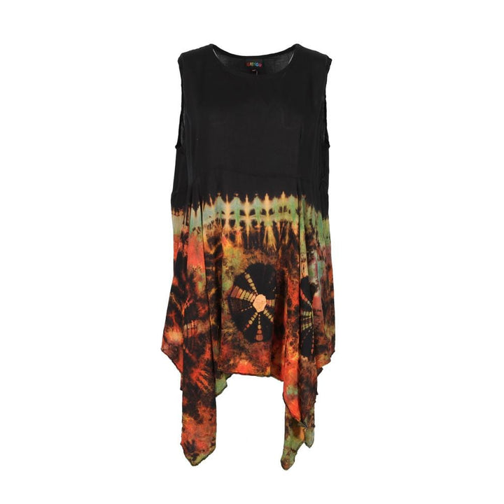 Tie Dye Sleeveless Hanky Hem Dress