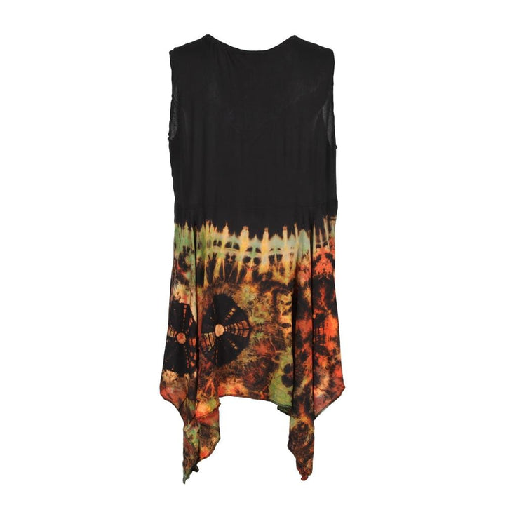 Tie Dye Sleeveless Hanky Hem Dress