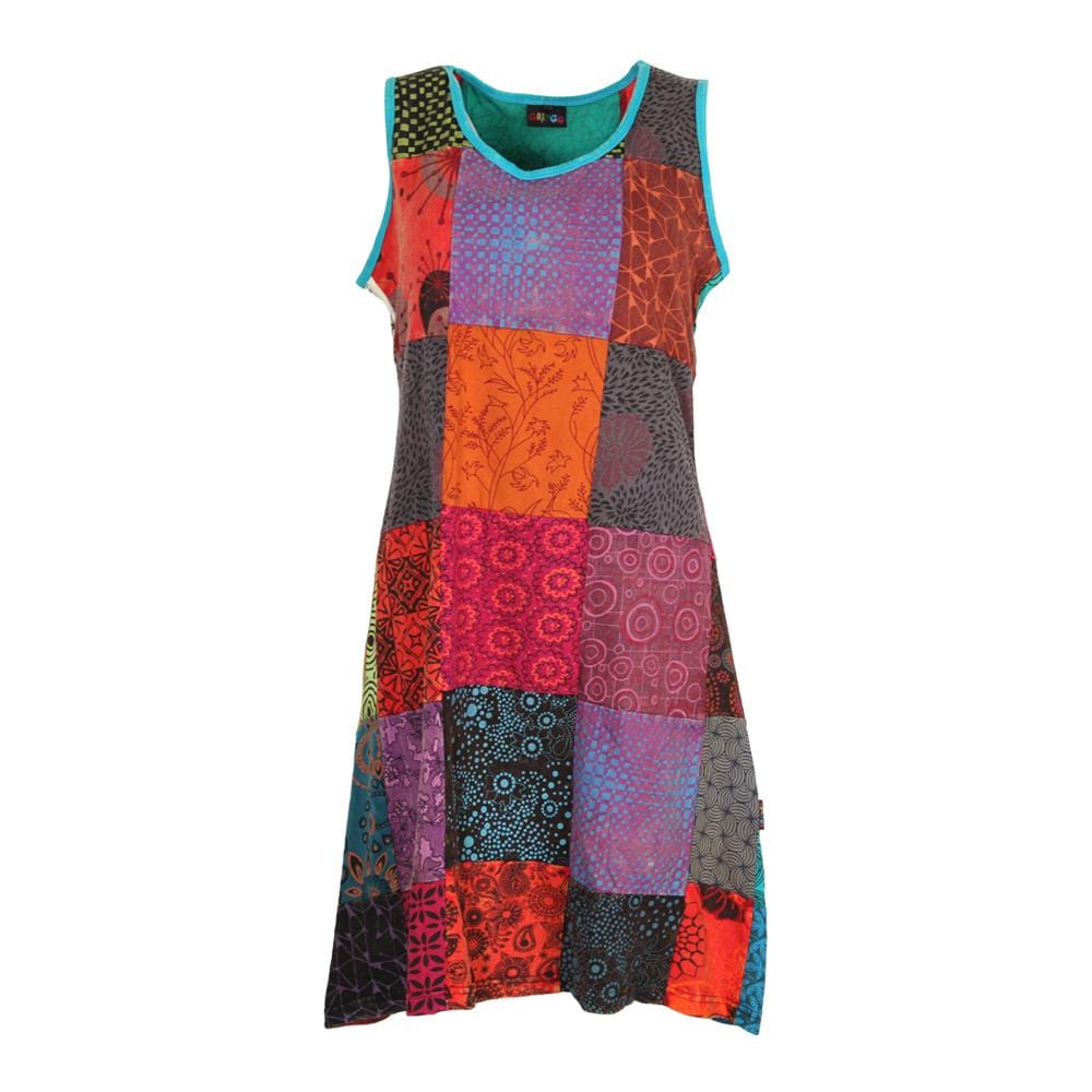 Patchwork Cotton Sleeveless Dress