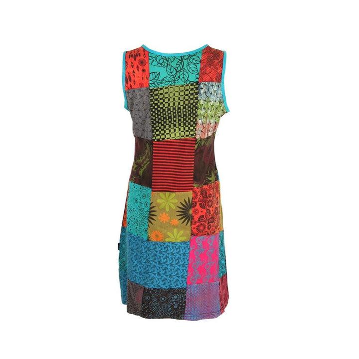 Patchwork Cotton Sleeveless Dress