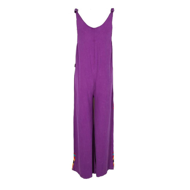 Embroidered Patch Wide Leg Jumpsuit