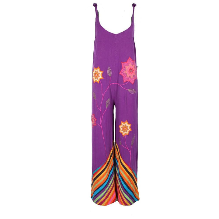 Embroidered Patch Wide Leg Jumpsuit