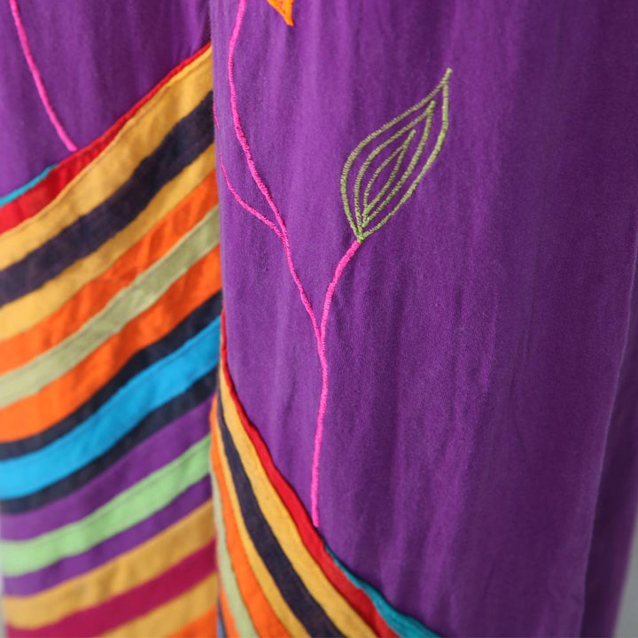 Embroidered Patch Wide Leg Jumpsuit