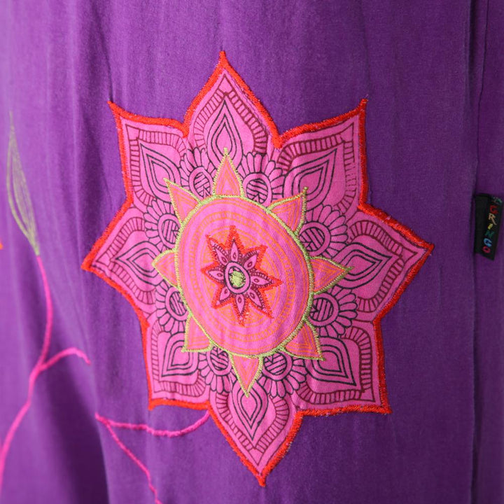 Embroidered Patch Wide Leg Jumpsuit