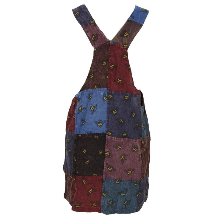 Patchwork Bee Print Dungaree Dress