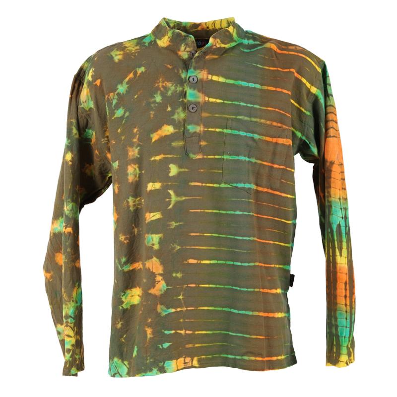 Multicolor - Pure Cotton Full Sleeve Tie-Dye Men Shibori Shirt 01