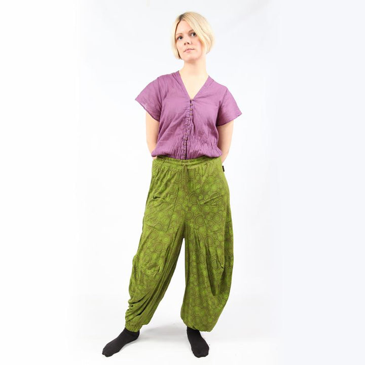 Spiral Pattern Balloon Harem Pants