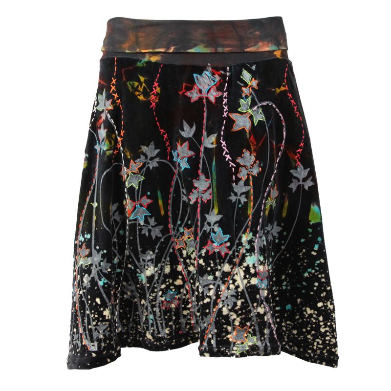 Black Tie Dye Velvet Skirt