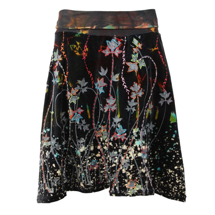 Black Tie Dye Velvet Skirt