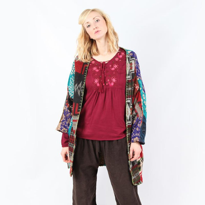 Patchwork Blanket Waterfall Cardigan