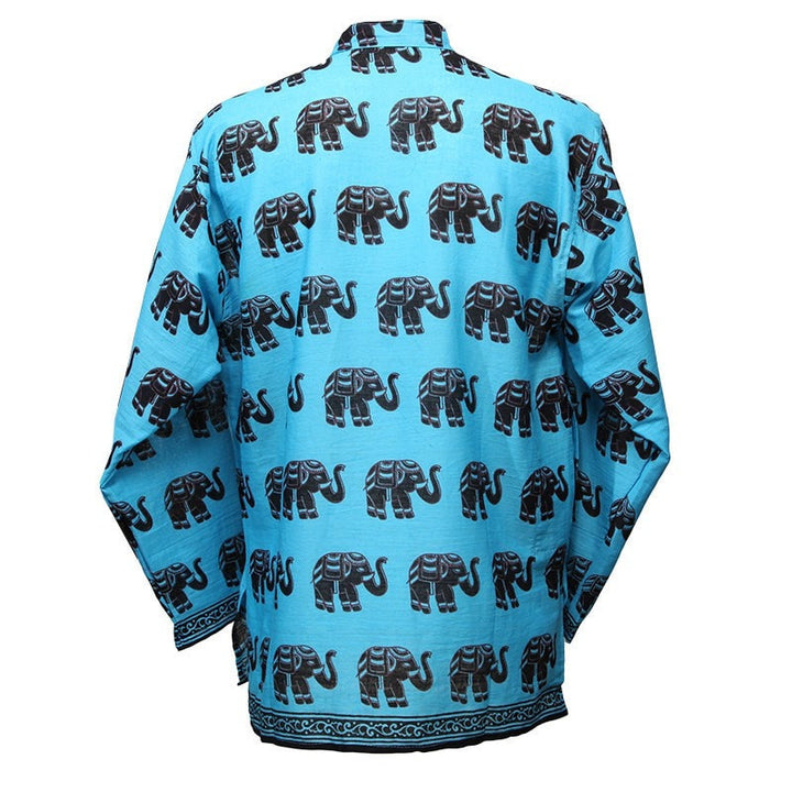 Elephant Printed Collarless Shirt