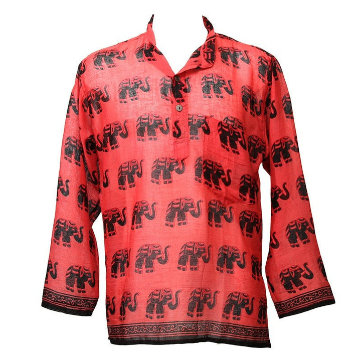 Elephant Printed Collarless Shirt
