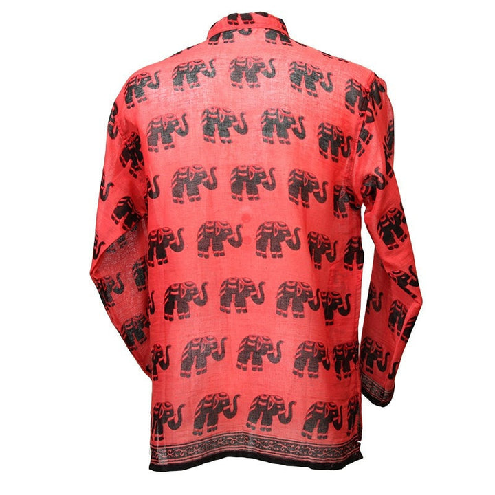 Elephant Printed Collarless Shirt