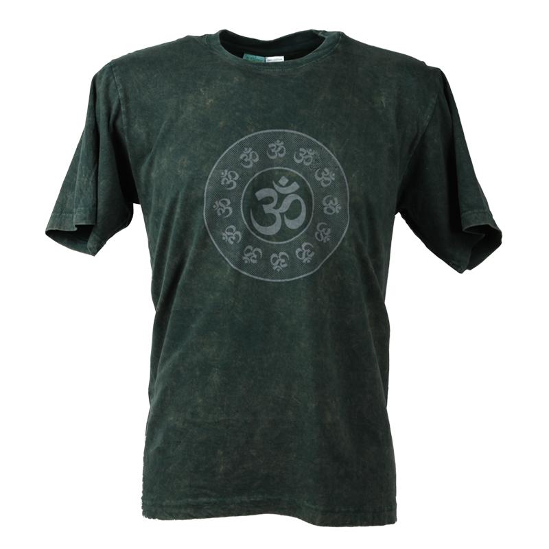 Circle Om Print Acid Wash T-Shirt..