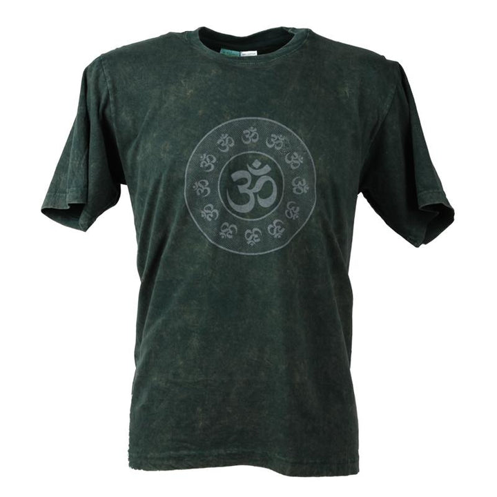 Circle Om Print Acid Wash T-Shirt..