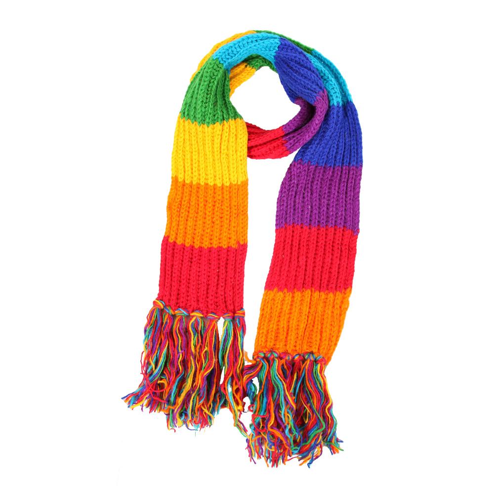 Handmade Rainbow Knitted Scarf – The Hippy Clothing