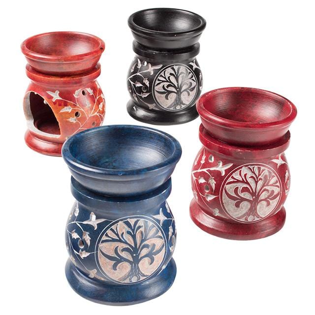Tree of life carved soapstone oil burner