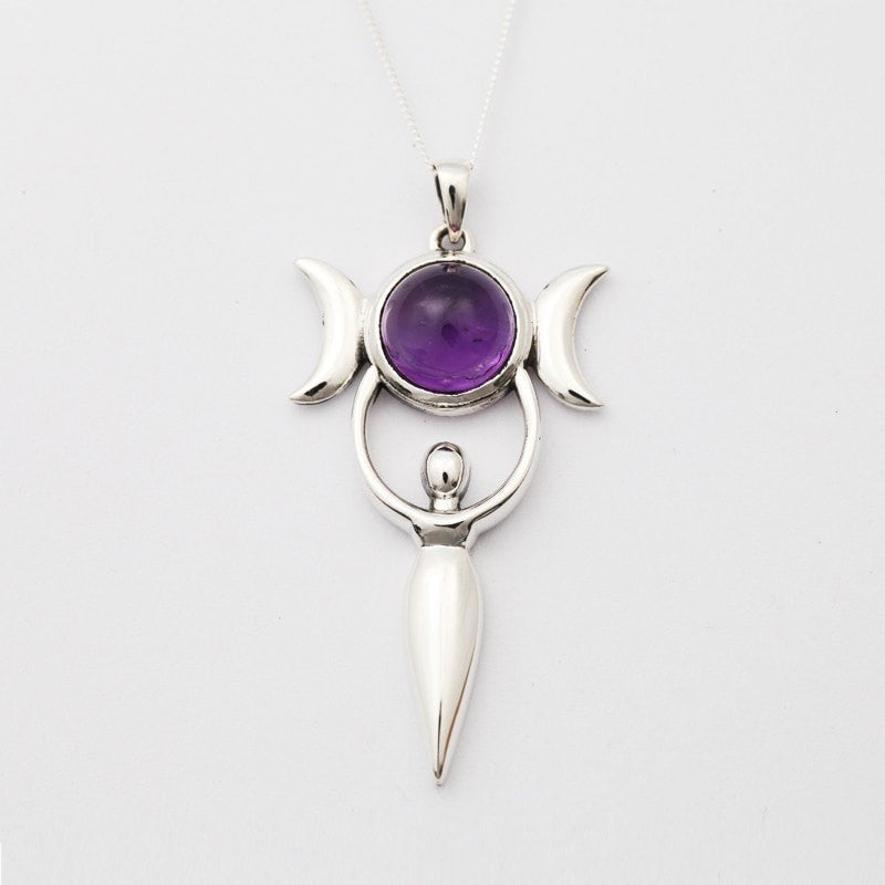 Goddess with Triple Moon Pendant Necklace