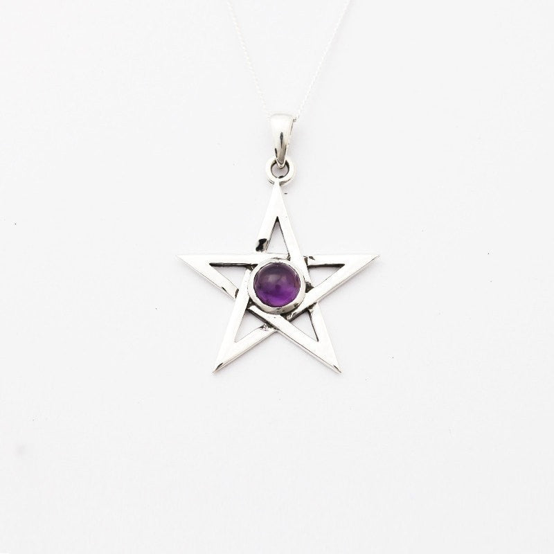 Pentagram with Amethyst Necklace