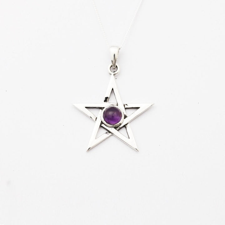 Pentagram with Amethyst Necklace