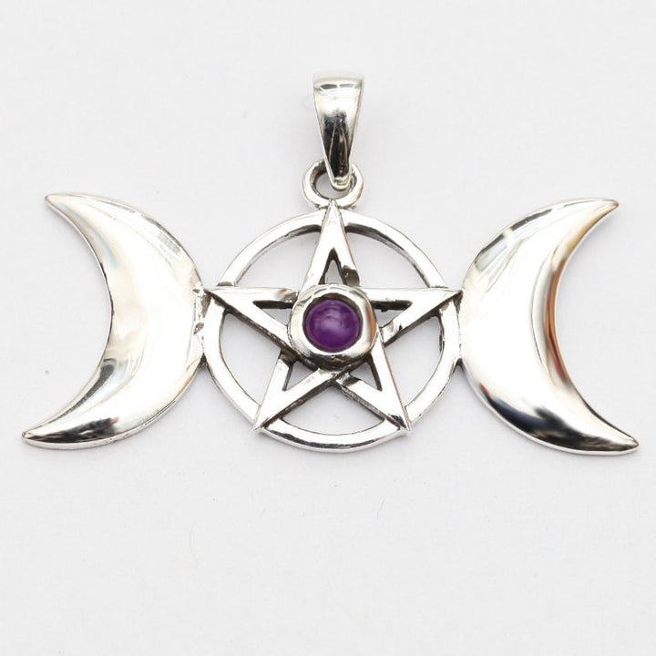 Triple Pentagram Moon Necklace