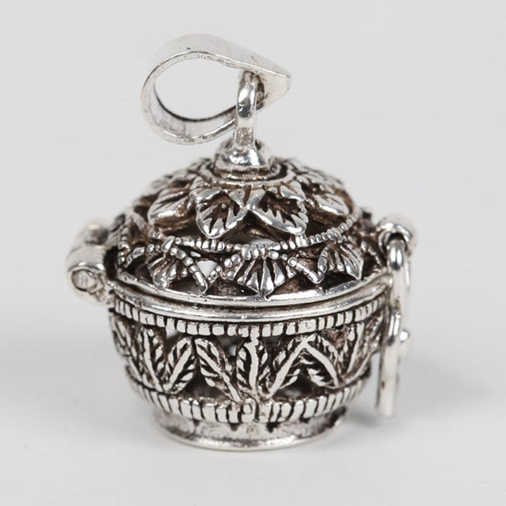 Round Sliver Prayer Box Pendant