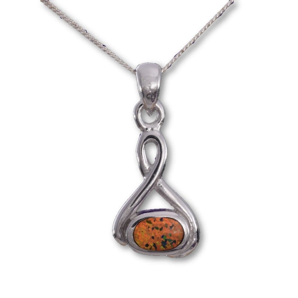 Sterling Silver Celtic Knot Fire Opal Necklace